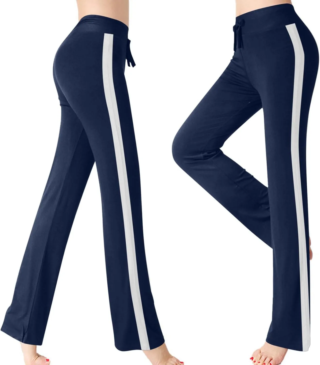 Women Comfy Soft Modal Pajama Pants Wide Leg Drawstring High Waist Stretchy Yoga Trouser Striped Casual Lounge Pant