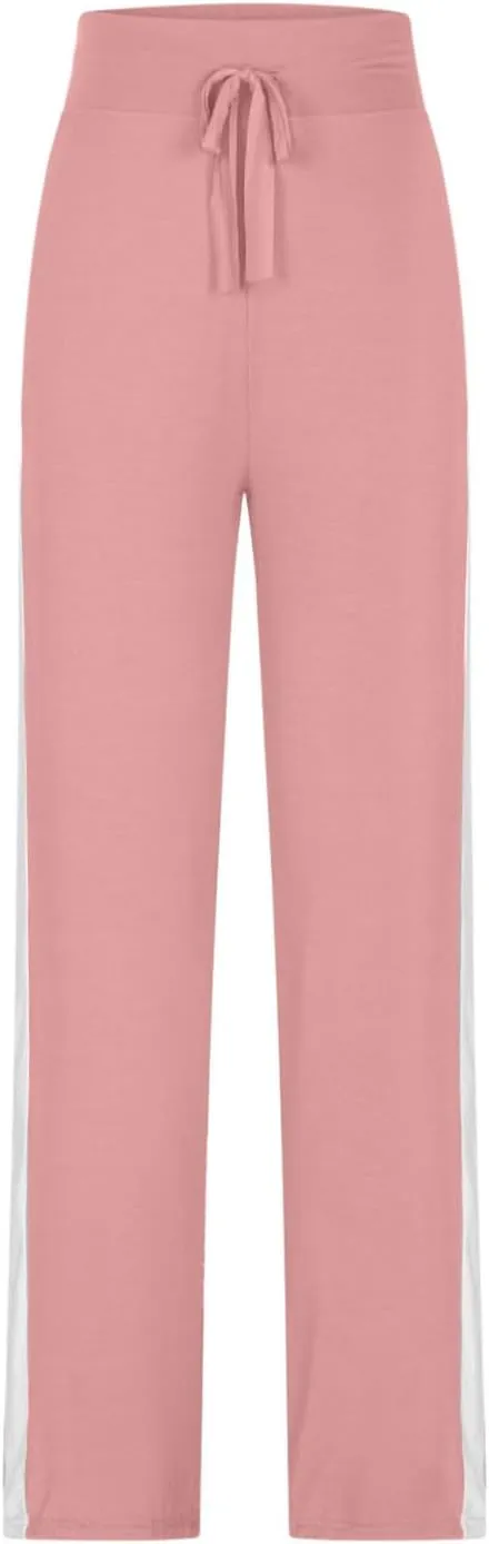 Women Comfy Soft Modal Pajama Pants Wide Leg Drawstring High Waist Stretchy Yoga Trouser Striped Casual Lounge Pant