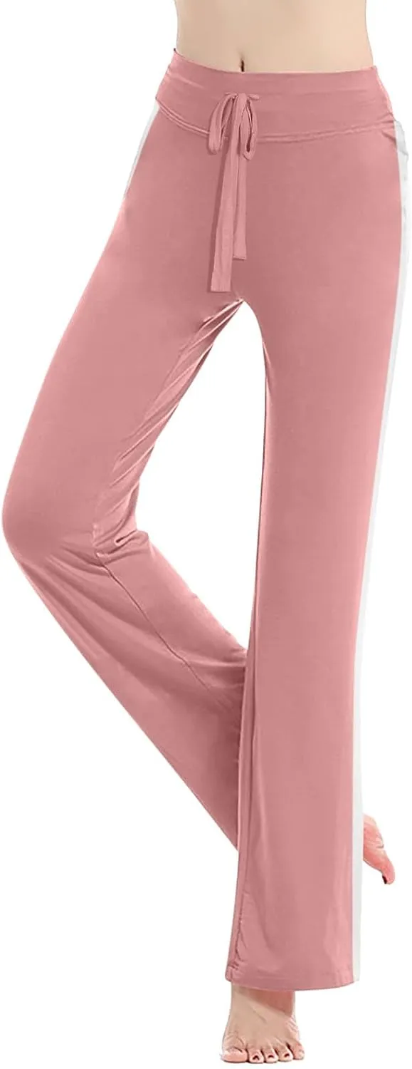 Women Comfy Soft Modal Pajama Pants Wide Leg Drawstring High Waist Stretchy Yoga Trouser Striped Casual Lounge Pant