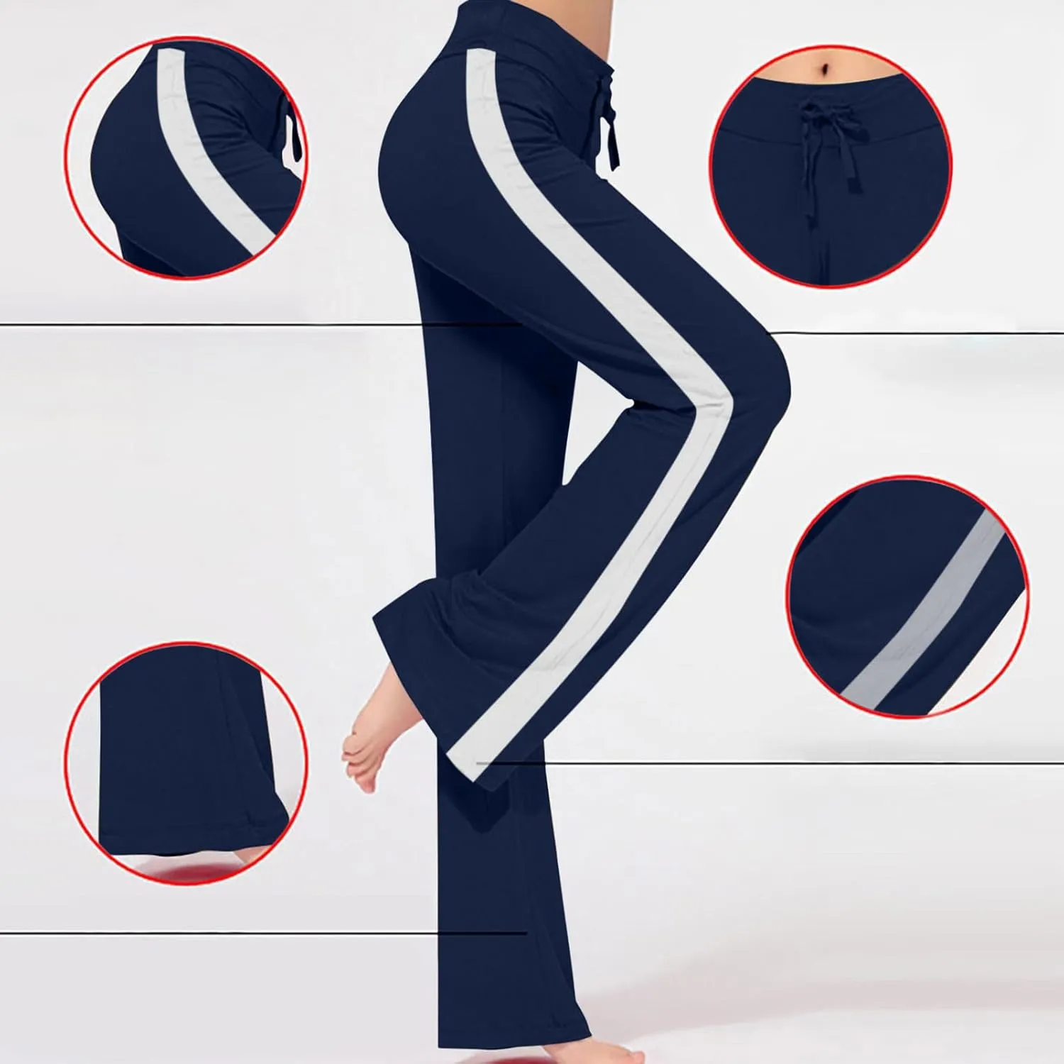 Women Comfy Soft Modal Pajama Pants Wide Leg Drawstring High Waist Stretchy Yoga Trouser Striped Casual Lounge Pant