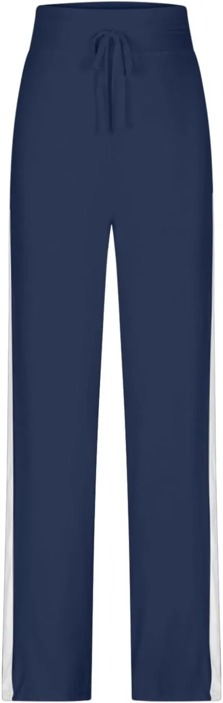 Women Comfy Soft Modal Pajama Pants Wide Leg Drawstring High Waist Stretchy Yoga Trouser Striped Casual Lounge Pant