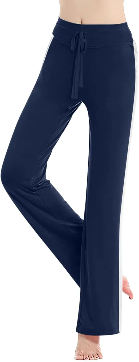 Women Comfy Soft Modal Pajama Pants Wide Leg Drawstring High Waist Stretchy Yoga Trouser Striped Casual Lounge Pant
