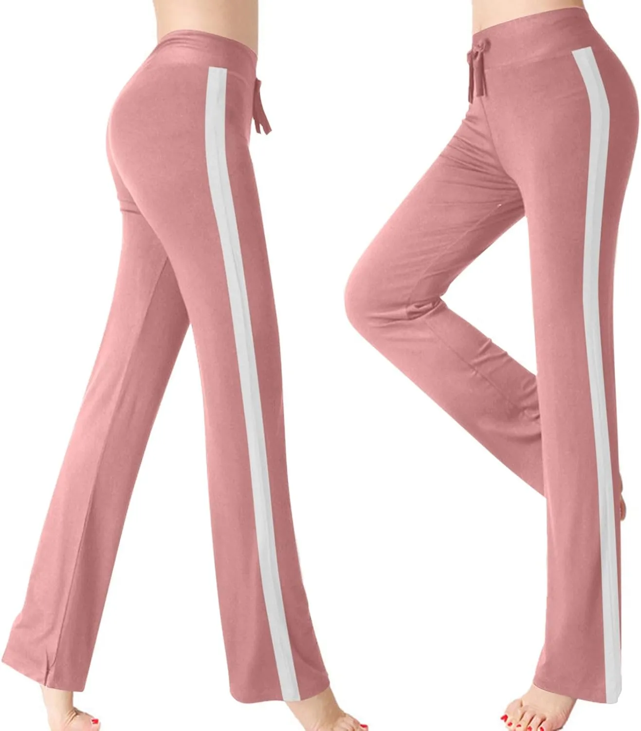 Women Comfy Soft Modal Pajama Pants Wide Leg Drawstring High Waist Stretchy Yoga Trouser Striped Casual Lounge Pant