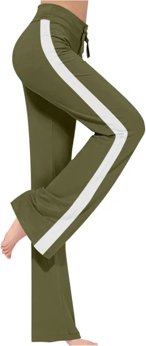 Women Comfy Soft Modal Pajama Pants Wide Leg Drawstring High Waist Stretchy Yoga Trouser Striped Casual Lounge Pant