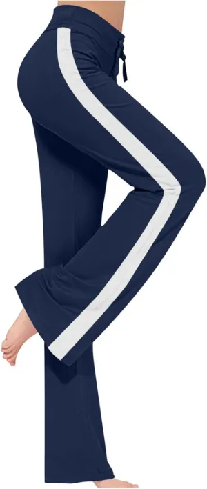 Women Comfy Soft Modal Pajama Pants Wide Leg Drawstring High Waist Stretchy Yoga Trouser Striped Casual Lounge Pant