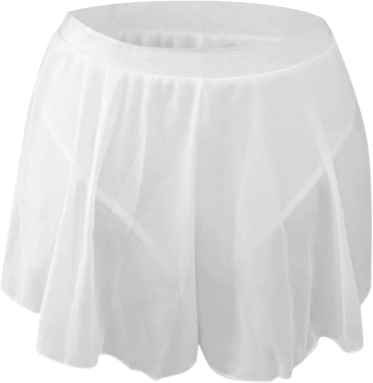 Women Sexy Pleated Mini Skirts Elastic Waisted Shorts Ruffled Flowy Lingerie Culottes Underpants Yoga Skorts Underwear
