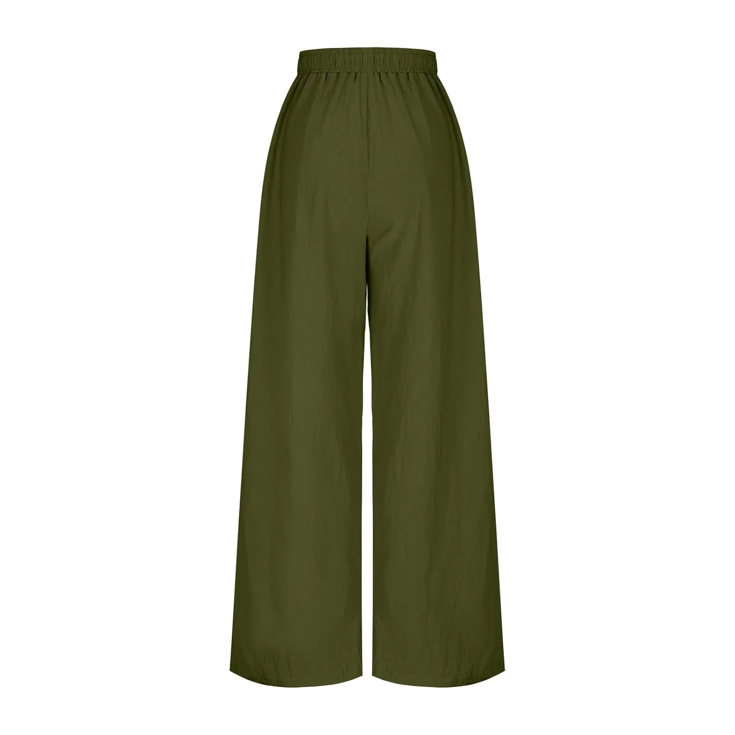Women Summer Boho Cargo Pants Cotton Linen Baggy Wide Leg Beach Trousers Drawstring Waist Culottes with Pockets