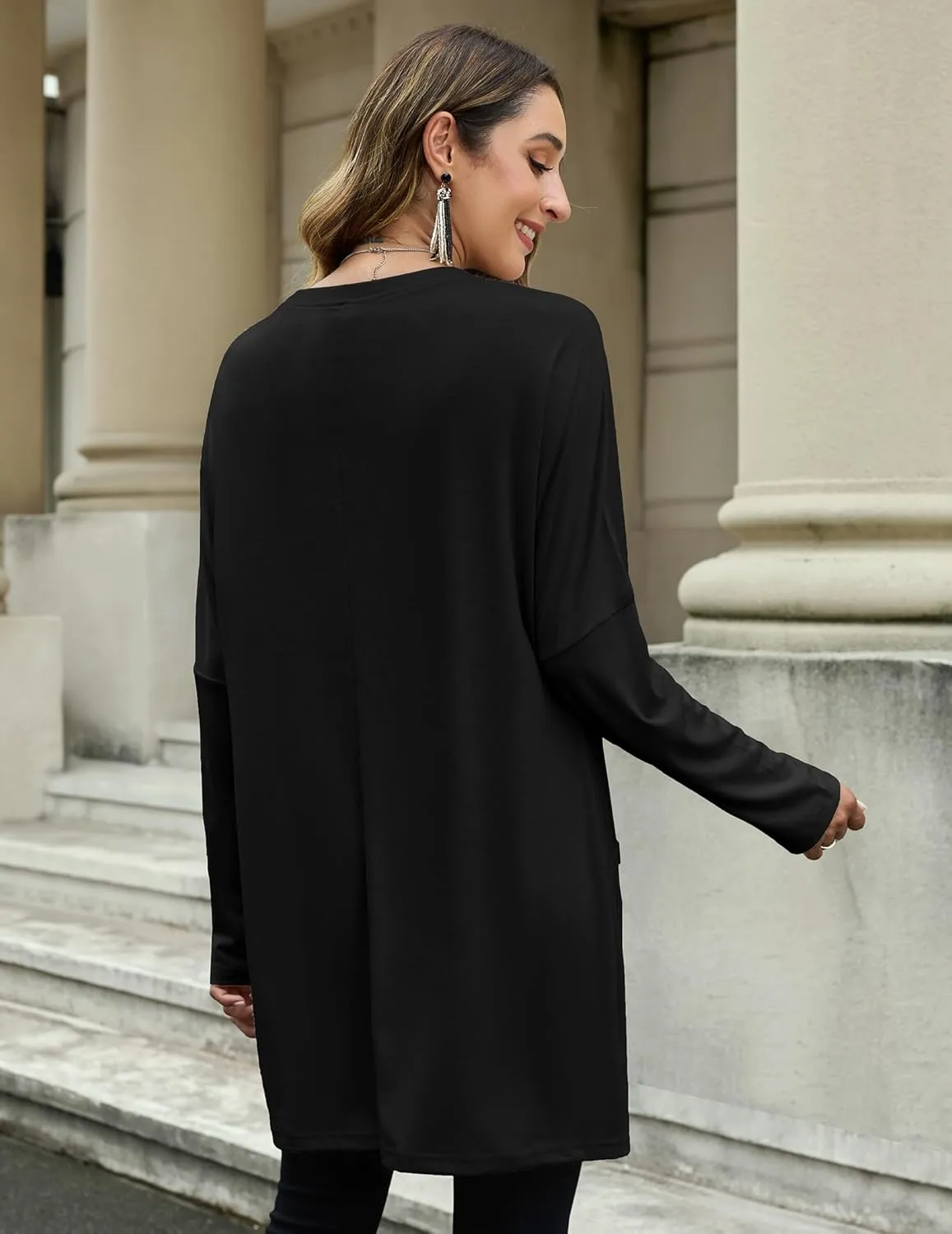 Women Tunics or Tops to Wear with Leggings Loose Fit Long Sleeve Shirt Casual Sweatshirt Fall Outfits with Pocket