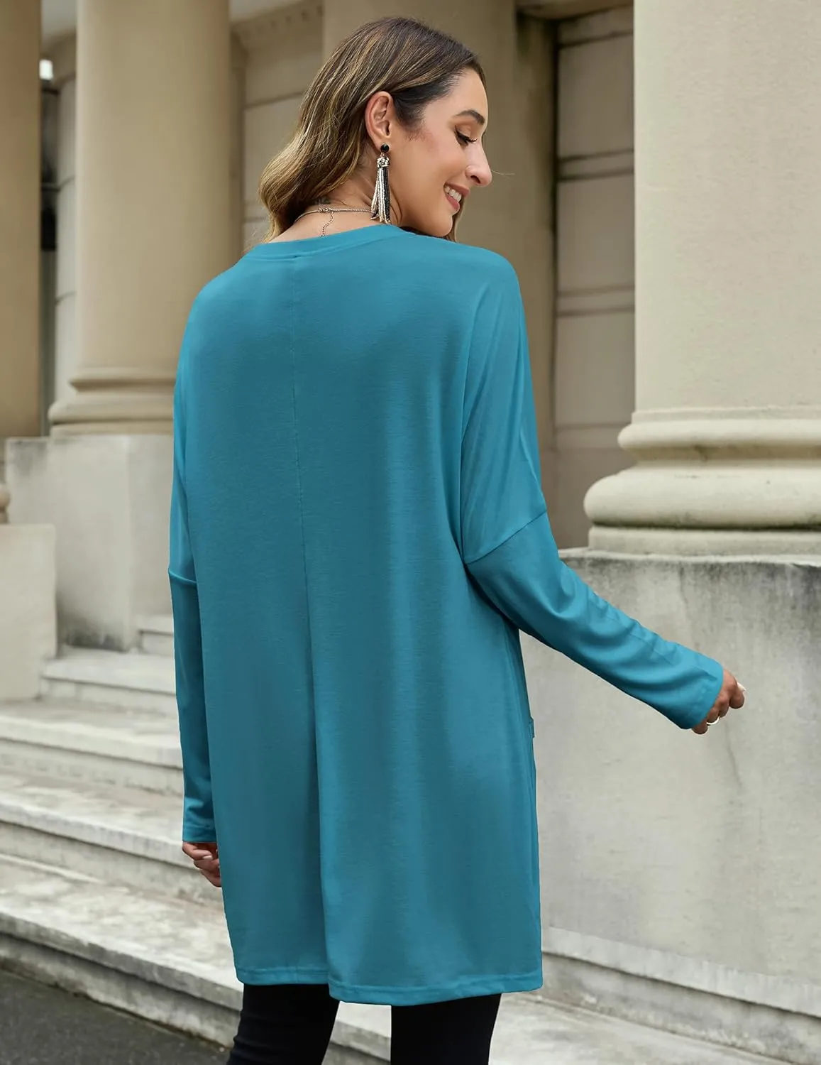 Women Tunics or Tops to Wear with Leggings Loose Fit Long Sleeve Shirt Casual Sweatshirt Fall Outfits with Pocket