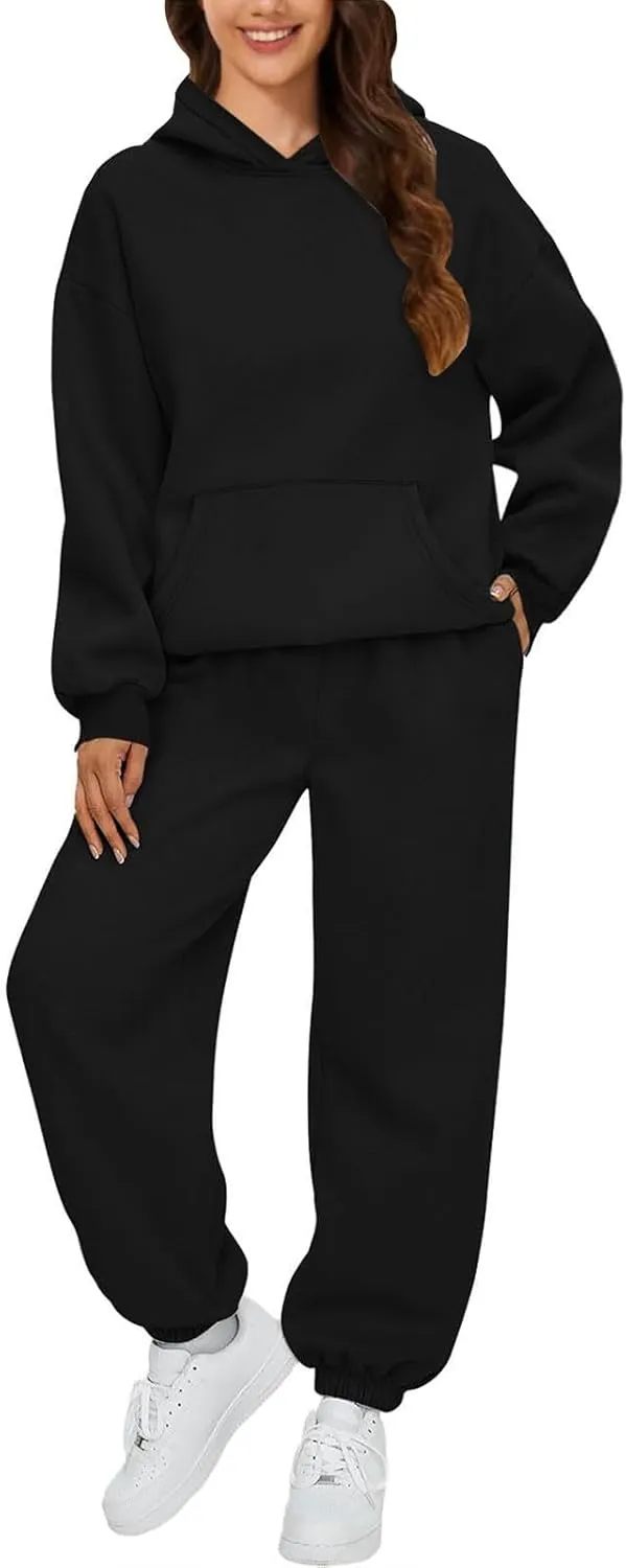 Womens 2 Piece Outfits Lounge Hoodie Sweatsuit Sets Oversized Sweatshirt Baggy Fall Fashion Sweatpants with Pockets