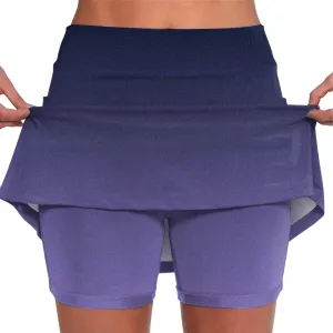 Womens Activewear Pleated Tennis Skirts Fade Pattern Printed Culottes Skinny Mid Waisted Workout Summer Casual Skirt