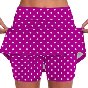 Womens Athletic Skorts with Pockets,High Waisted Tennis Skorts Polka Dot Print Golf Yoga Culottes Shorts Skirt