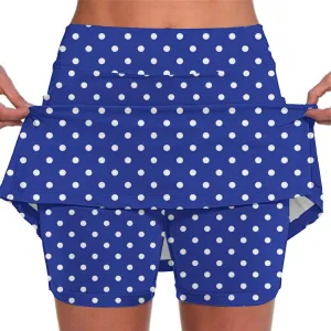 Womens Athletic Skorts with Pockets,High Waisted Tennis Skorts Polka Dot Print Golf Yoga Culottes Shorts Skirt