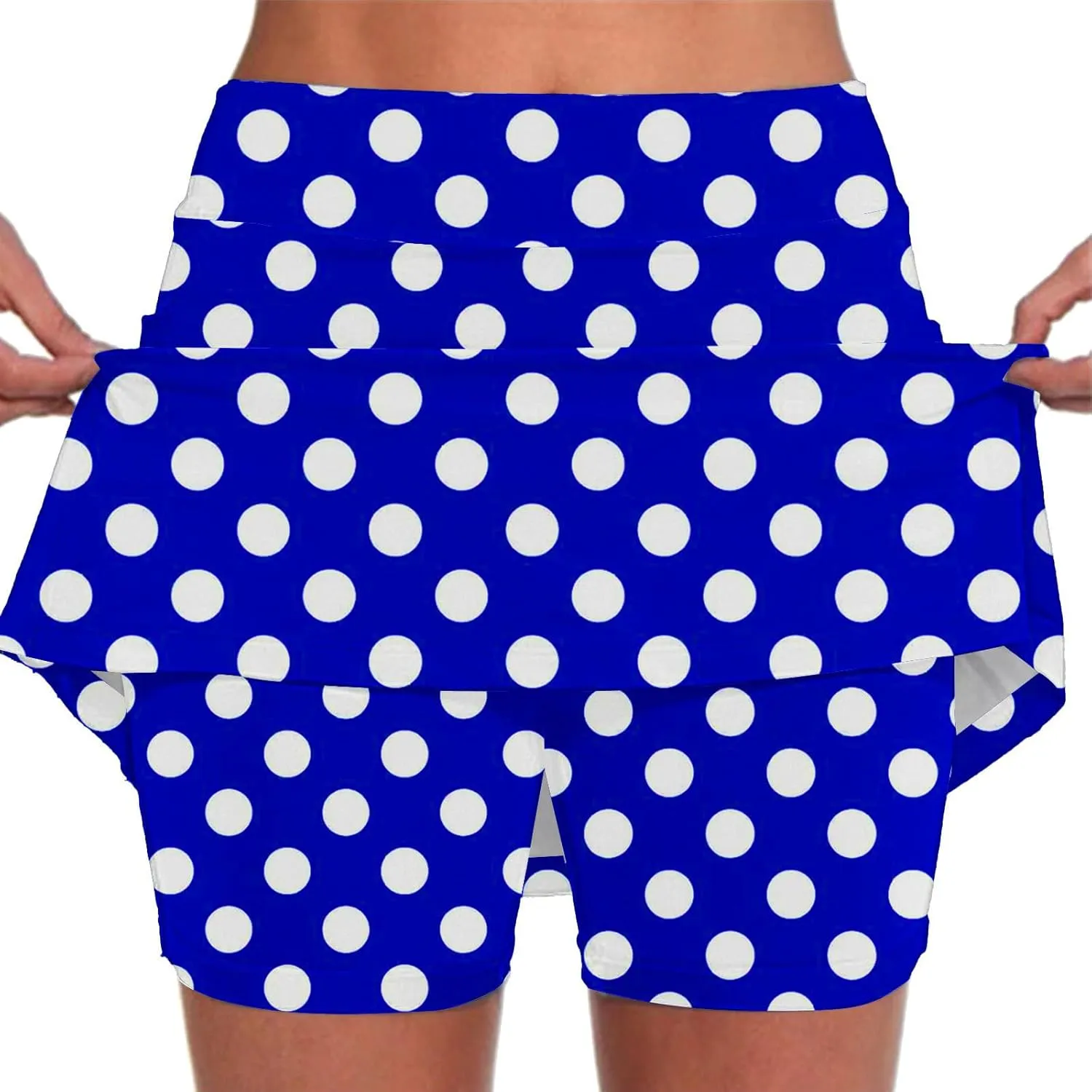 Womens Athletic Skorts with Pockets,High Waisted Tennis Skorts Polka Dot Print Golf Yoga Culottes Shorts Skirt