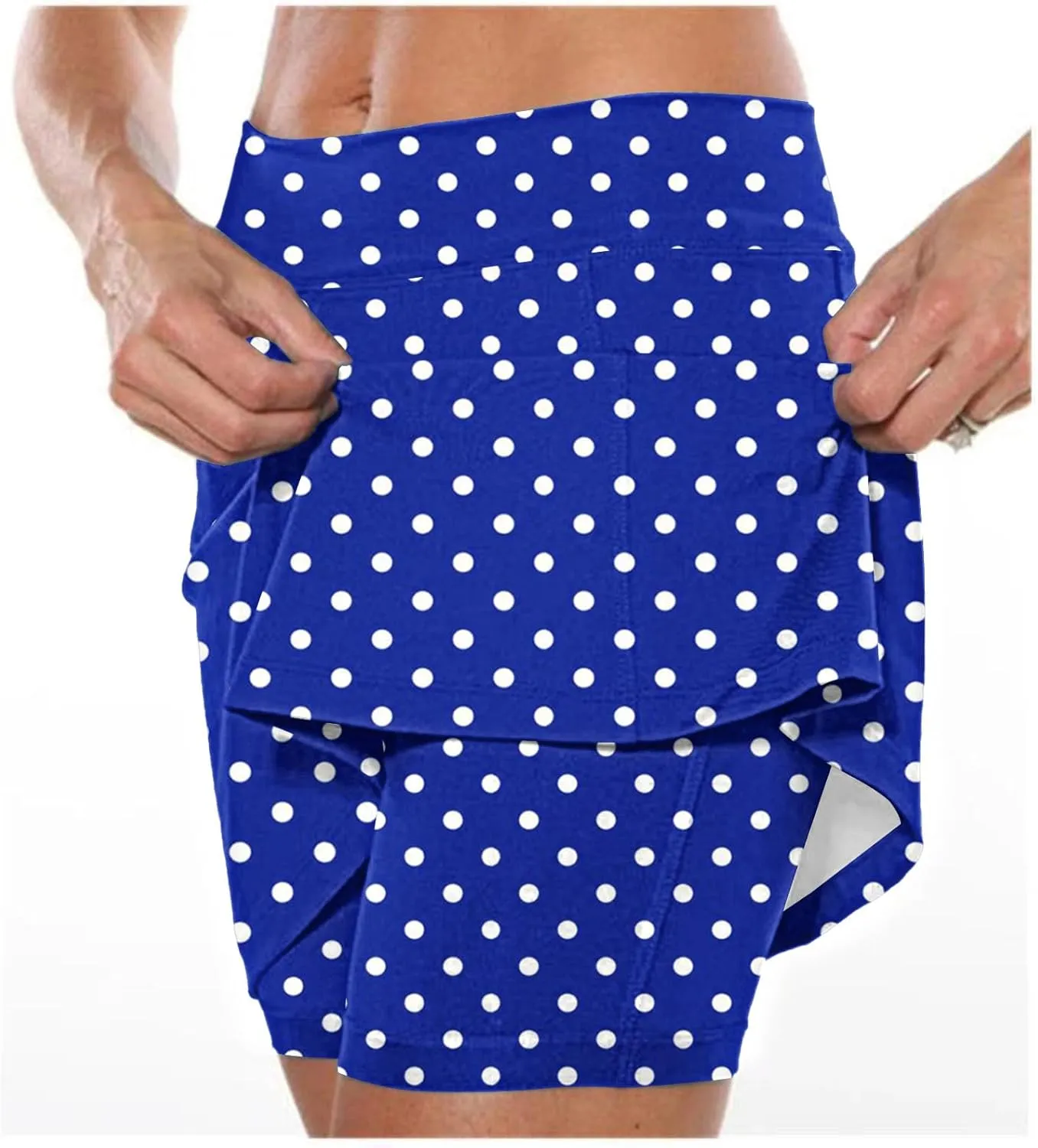 Womens Athletic Skorts with Pockets,High Waisted Tennis Skorts Polka Dot Print Golf Yoga Culottes Shorts Skirt