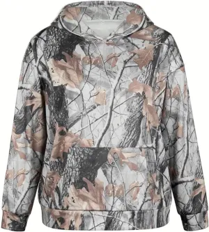 Women's Camo Hoodie Maple Leaf Print Oversized Hooded Sweatshirt Loose Casual Pullover Sweatshirts Long Sleeve Tops
