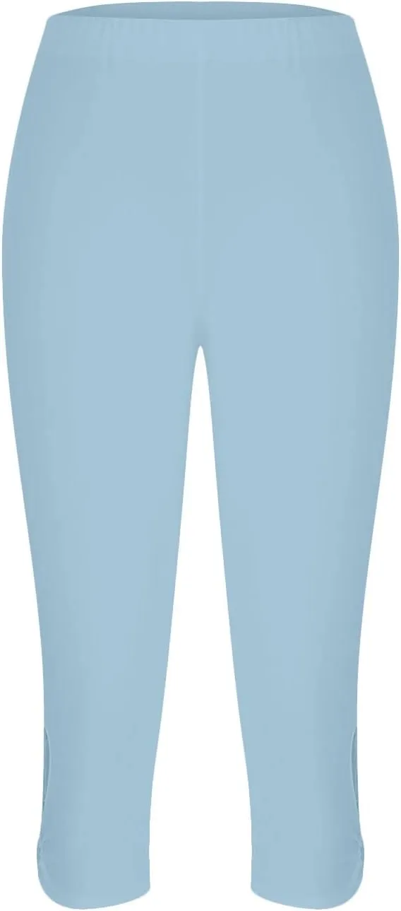 Womens Capri Leggings Summer Plus Size Capris Workout Yoga High Waisted Capri Pants Casual Pull On Capris with Pockets