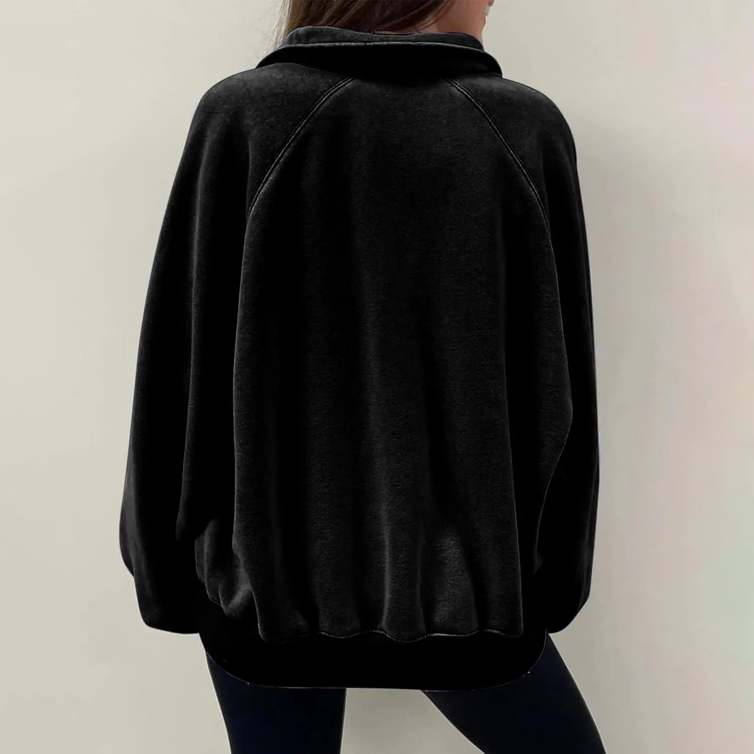 Womens Casual Button v Neck Hoodies Oversized Long Sleeve Hooded Pullover Sweatshirt Tops Fall Fashion Clothes 2023