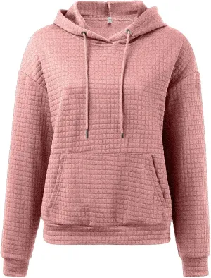 Women's Casual Oversized Hoodies Color Block Long Sleeve Drawstring Sweatshirt Solid Loose Pullover Tops with Pocket