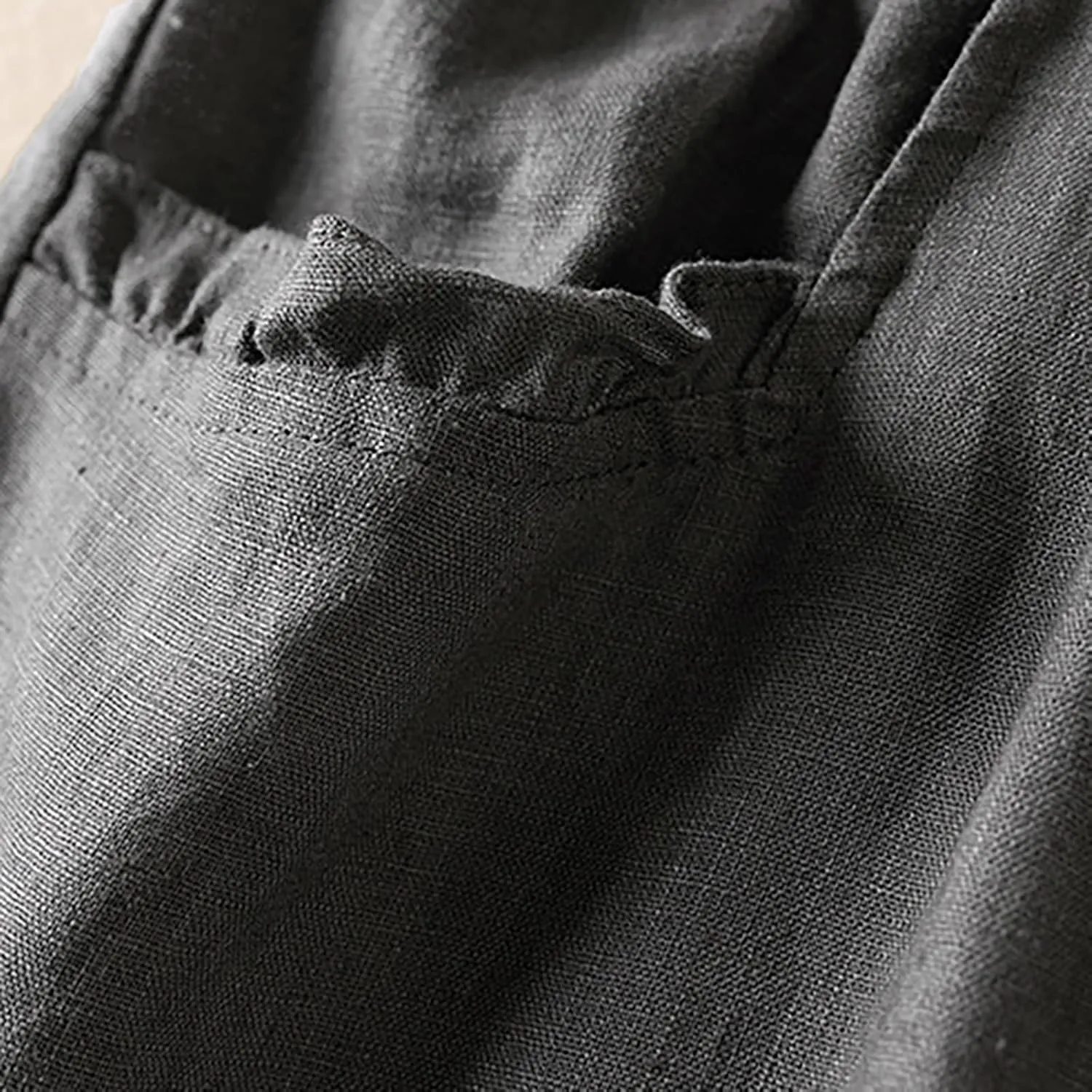 Womens Cotton Linen Capri Pants Casual Summer Elastic Wastic Loose Palazzo Harem Pants Wide Leg Trouser with Pockets