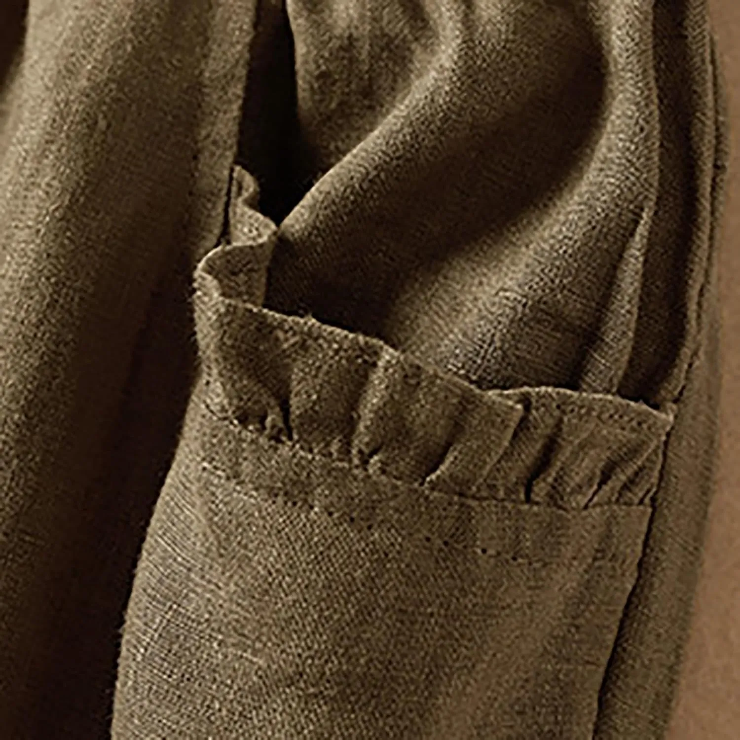 Womens Cotton Linen Capri Pants Casual Summer Elastic Wastic Loose Palazzo Harem Pants Wide Leg Trouser with Pockets