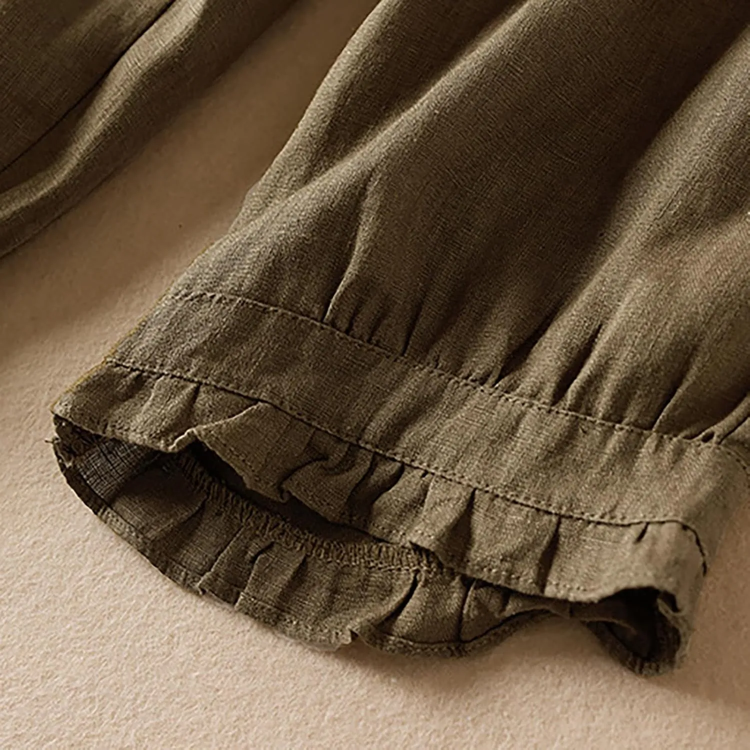Womens Cotton Linen Capri Pants Casual Summer Elastic Wastic Loose Palazzo Harem Pants Wide Leg Trouser with Pockets