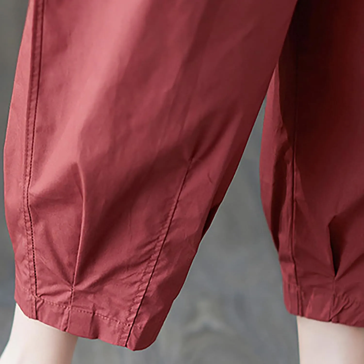 Womens Cotton Linen Capri Pants Casual Summer Elastic Wastic Loose Palazzo Pants Wide Leg Harem Trouser with Pockets