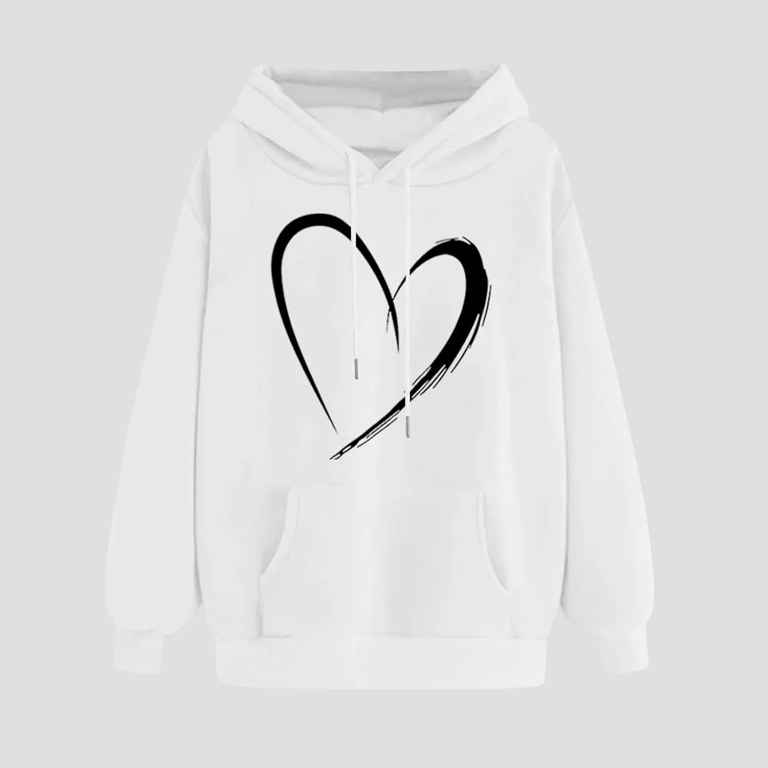 Womens Cute Heart Hoodies Graphic Pullover Fall Fashion Hooded Drawstring Sweatshirt Teen Girls Long Sleeve Sweater