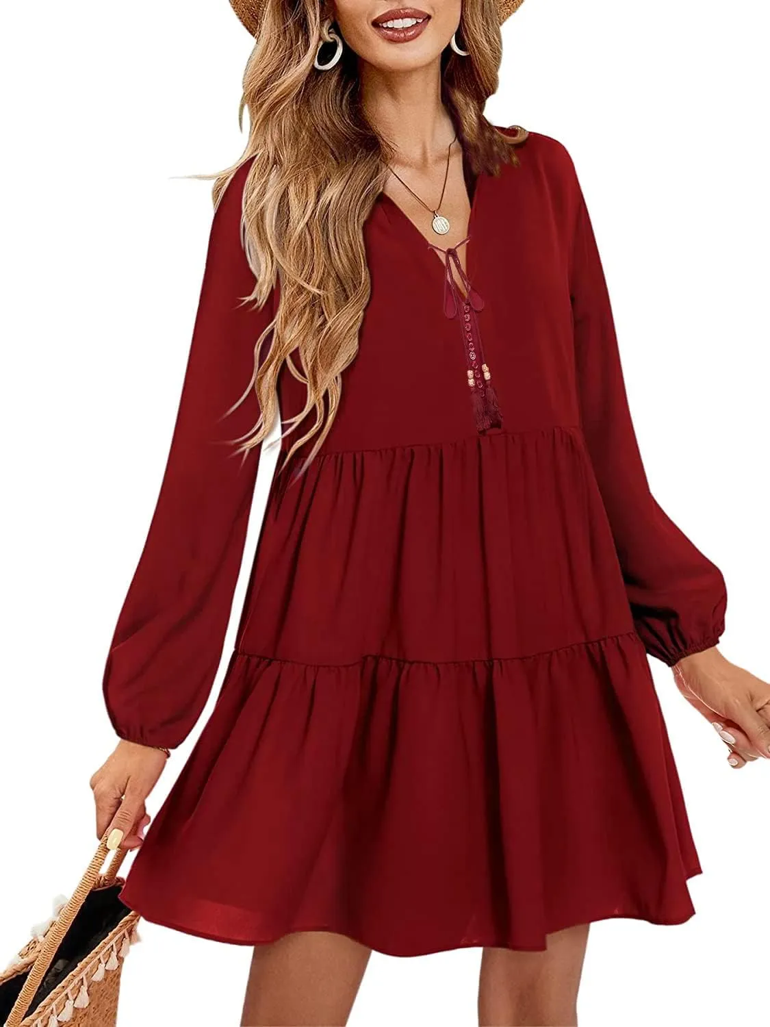 Women's Dress Summer Floral Print Short Sleeve V Neck Beach Swimsuit Cover Ups Casual Boho Swing Loose Vacation Dress