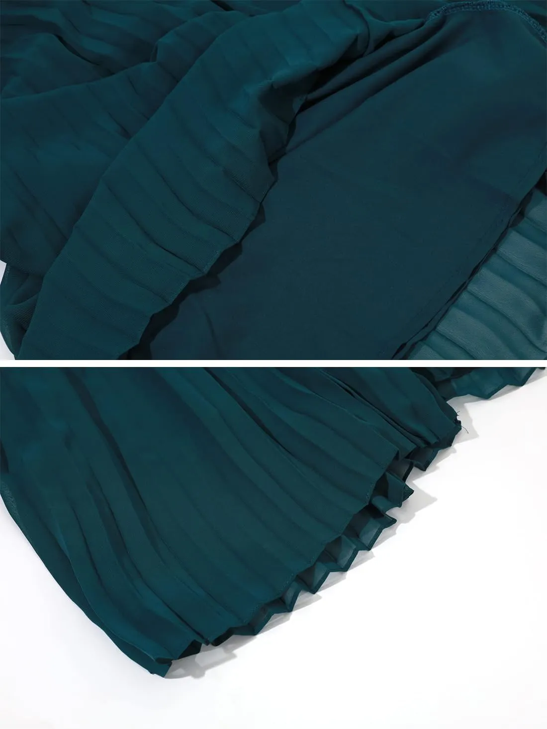 Women's Elastic Waist Pleated Chiffon Culottes Cropped Wide Leg Flowy Pants