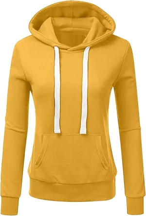 Womens Fleece Oversized Hoodie Solid Casual Long Sleeve Drawstring Pockets Hood Pullover Top Sweatshirts