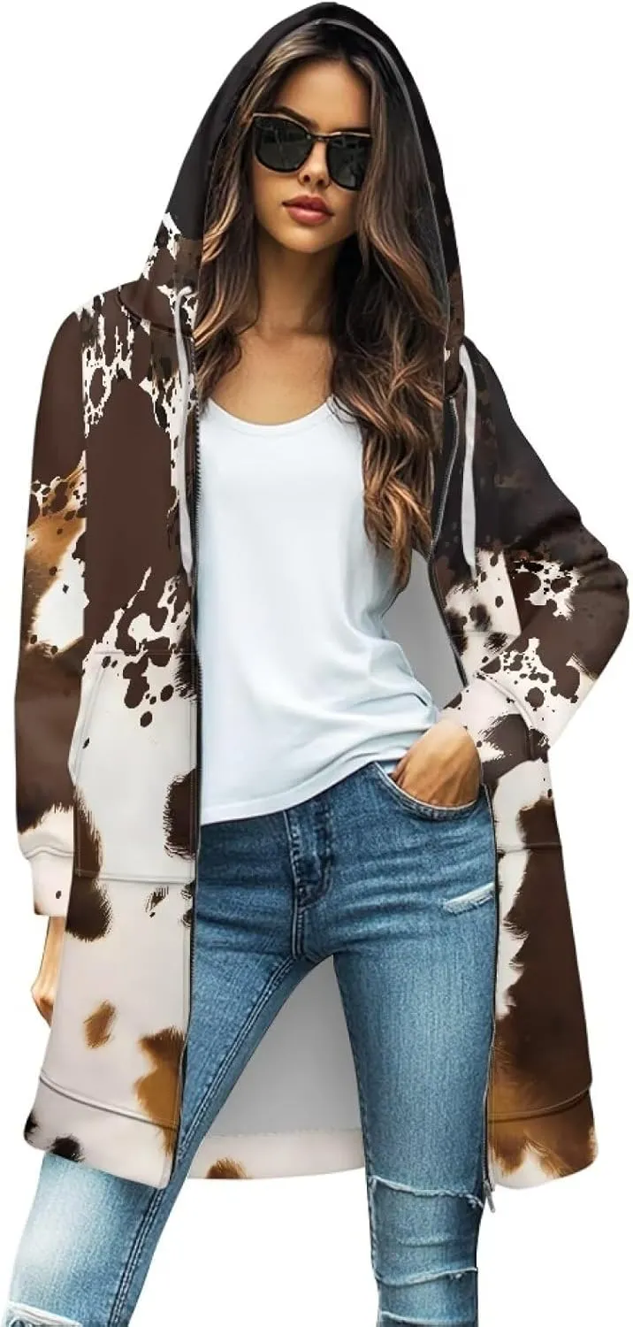 Women's Full Zip Up Hoodie Long Sleeve Zipper Pullover Hoodies Fall Long Jackets with Pockets Tunic Sweatshirt Cardigan S-3XL