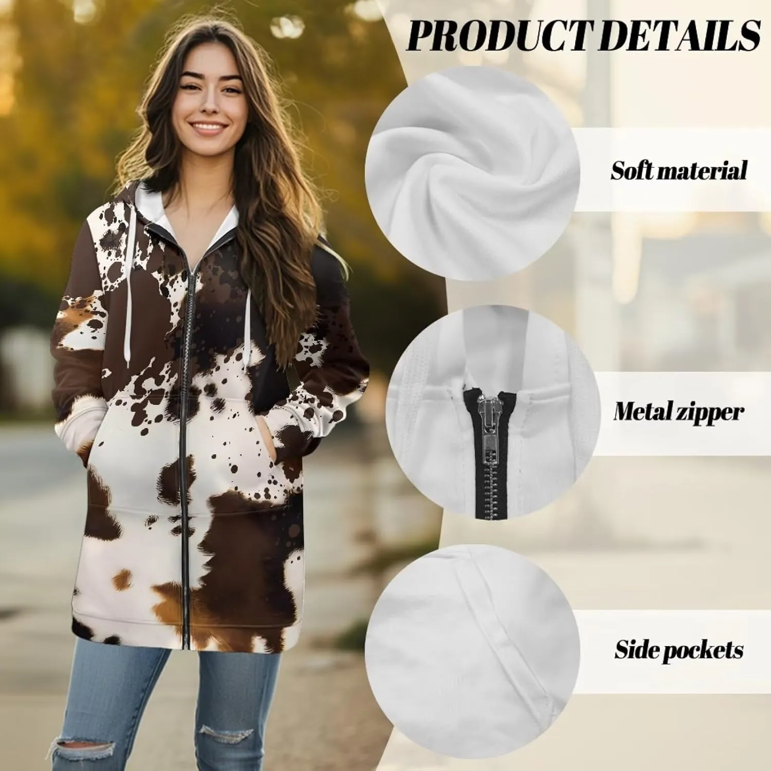 Women's Full Zip Up Hoodie Long Sleeve Zipper Pullover Hoodies Fall Long Jackets with Pockets Tunic Sweatshirt Cardigan S-3XL