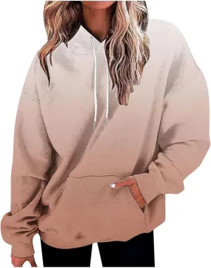Womens Gardient Print Oversized Sweatshirt Long Sleeve Hoodies Tops Teen Girls Y2K Clothes Trendy Fall Outfits