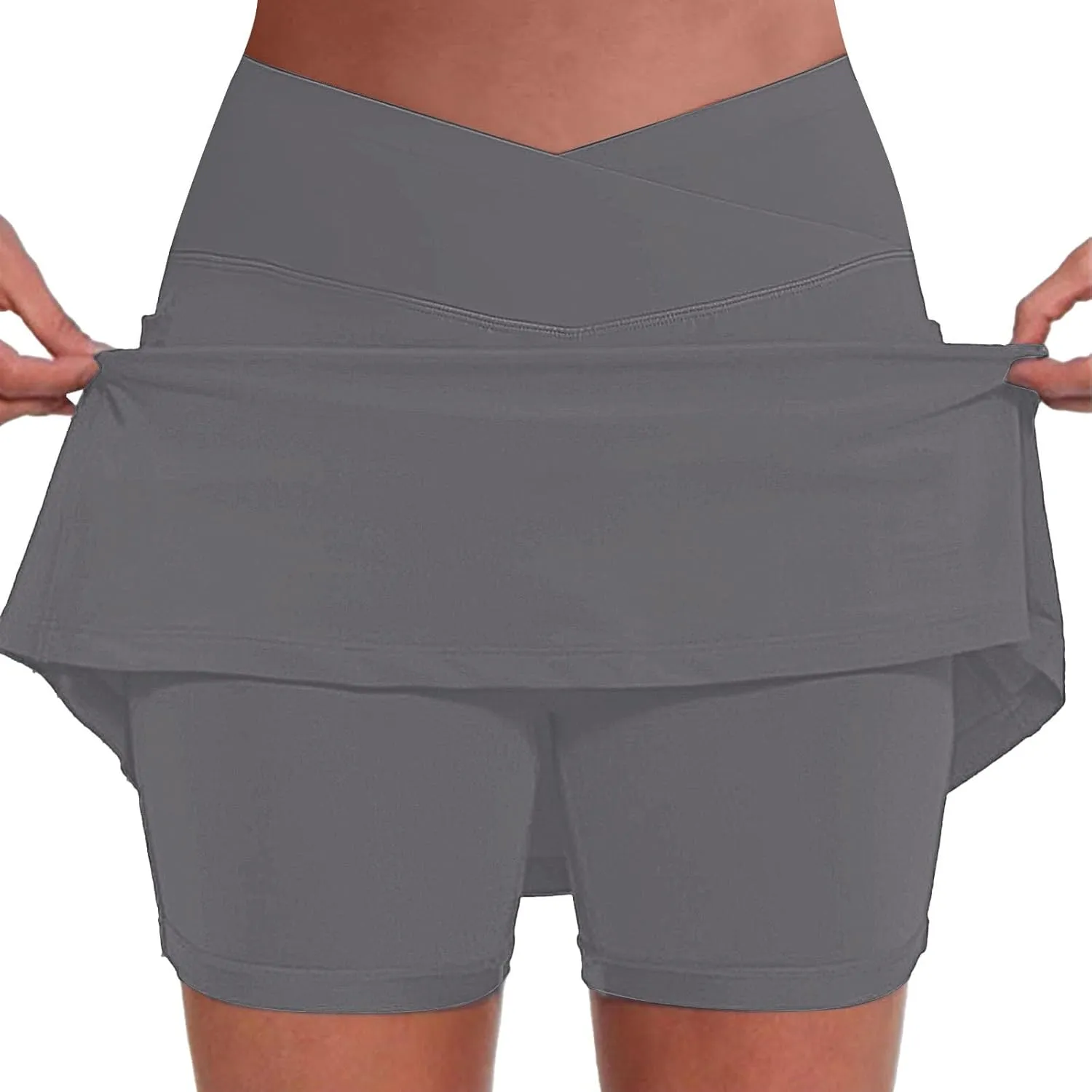 Womens Golf Pleated Tennis Skirts Solid Color Style Culottes Skinny Mid Waisted Athletic Sport Fashion Short Skirts