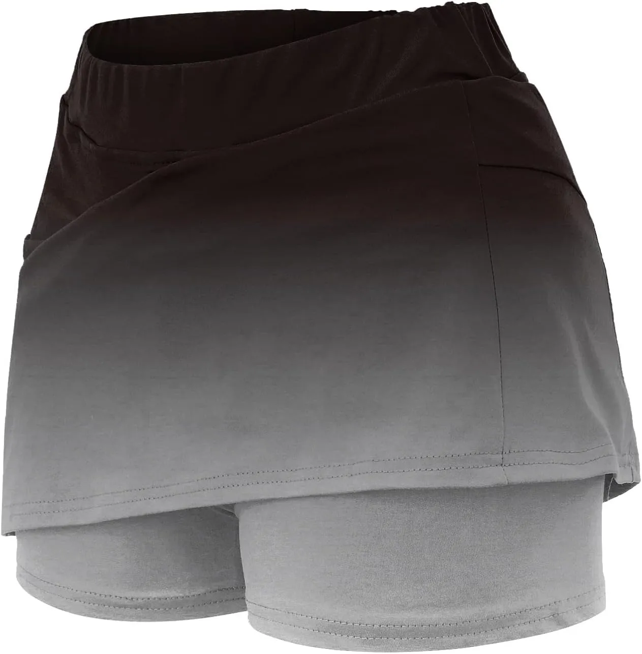 Womens Gradient Athletic Pantskirt 2024 Summer Fashionable Double Layer Safety Shorts Pants Mid Waisted Tennis Yoga Culottes