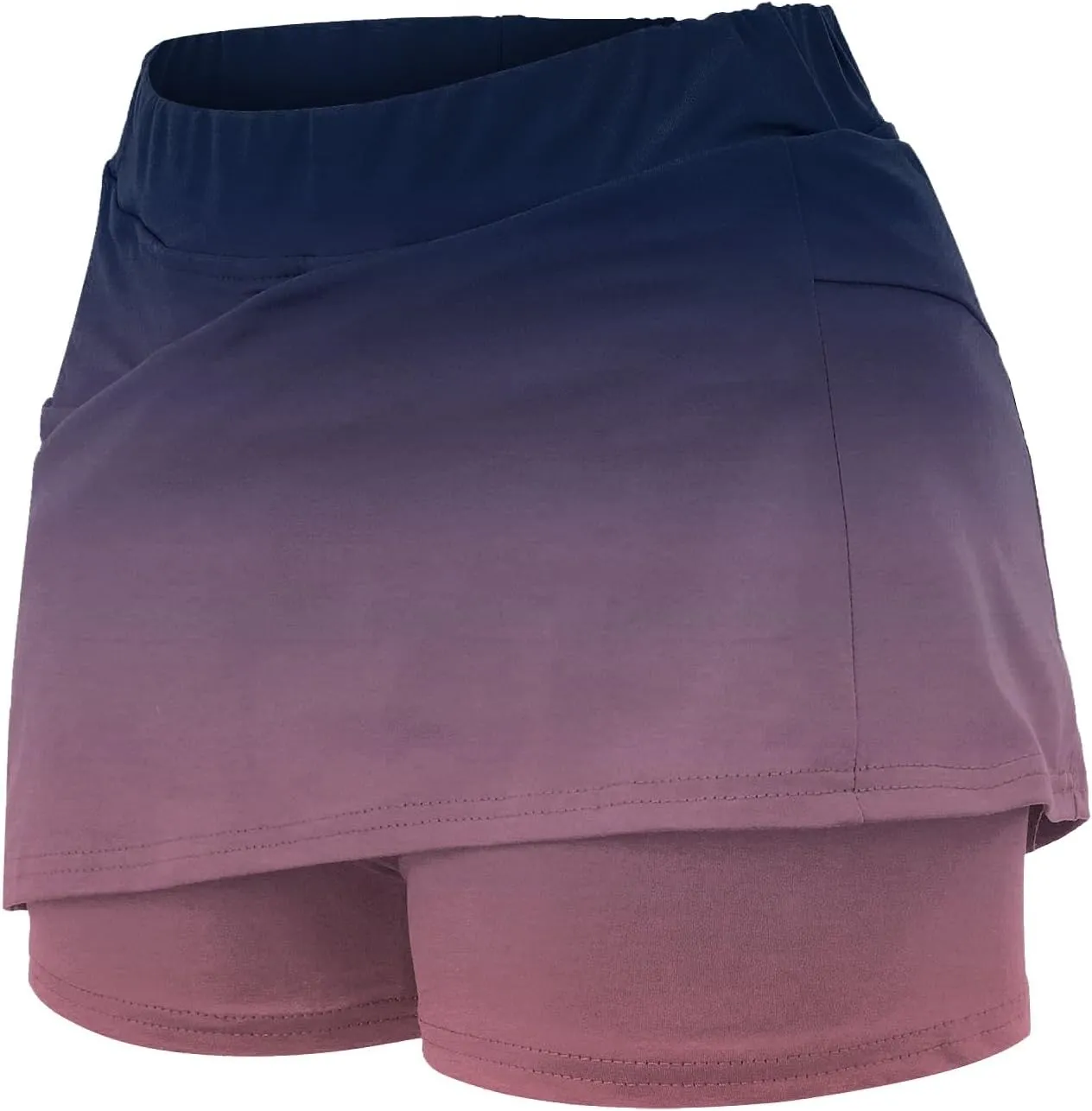 Womens Gradient Athletic Pantskirt 2024 Summer Fashionable Double Layer Safety Shorts Pants Mid Waisted Tennis Yoga Culottes