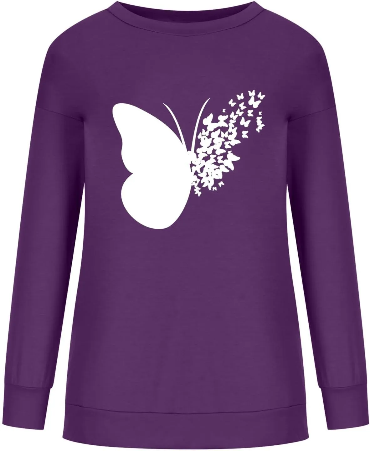 Womens Graphic Print Sweatshirts Long Sleeve Crewneck Tunic Tops Casual Butterfly Pullover Sweater Shirts Trendy 2023