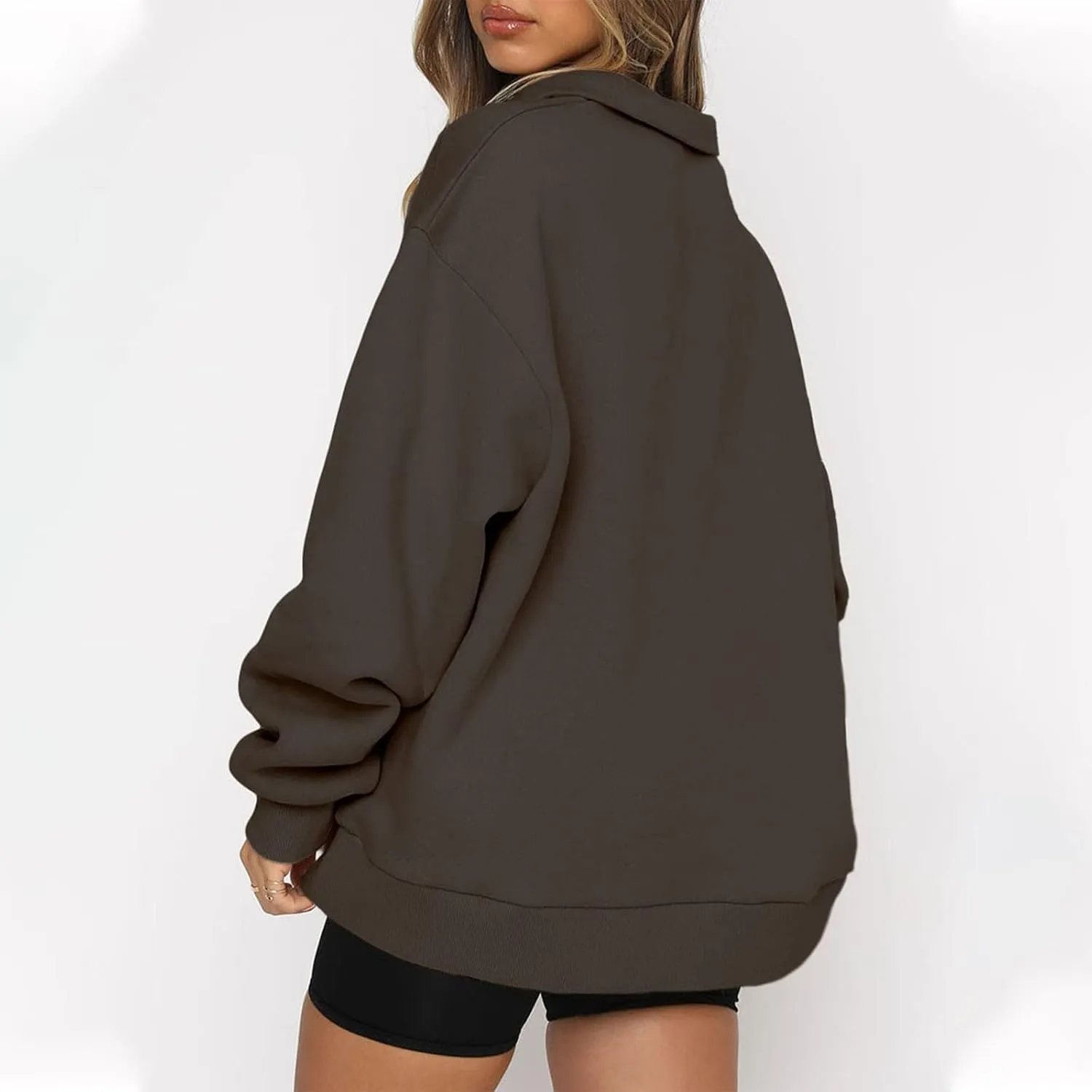 Womens Half Zip Pullover Oversized Sweatshirts Hoodies Fall Fashion Outfits 2024 Y2k Clothes
