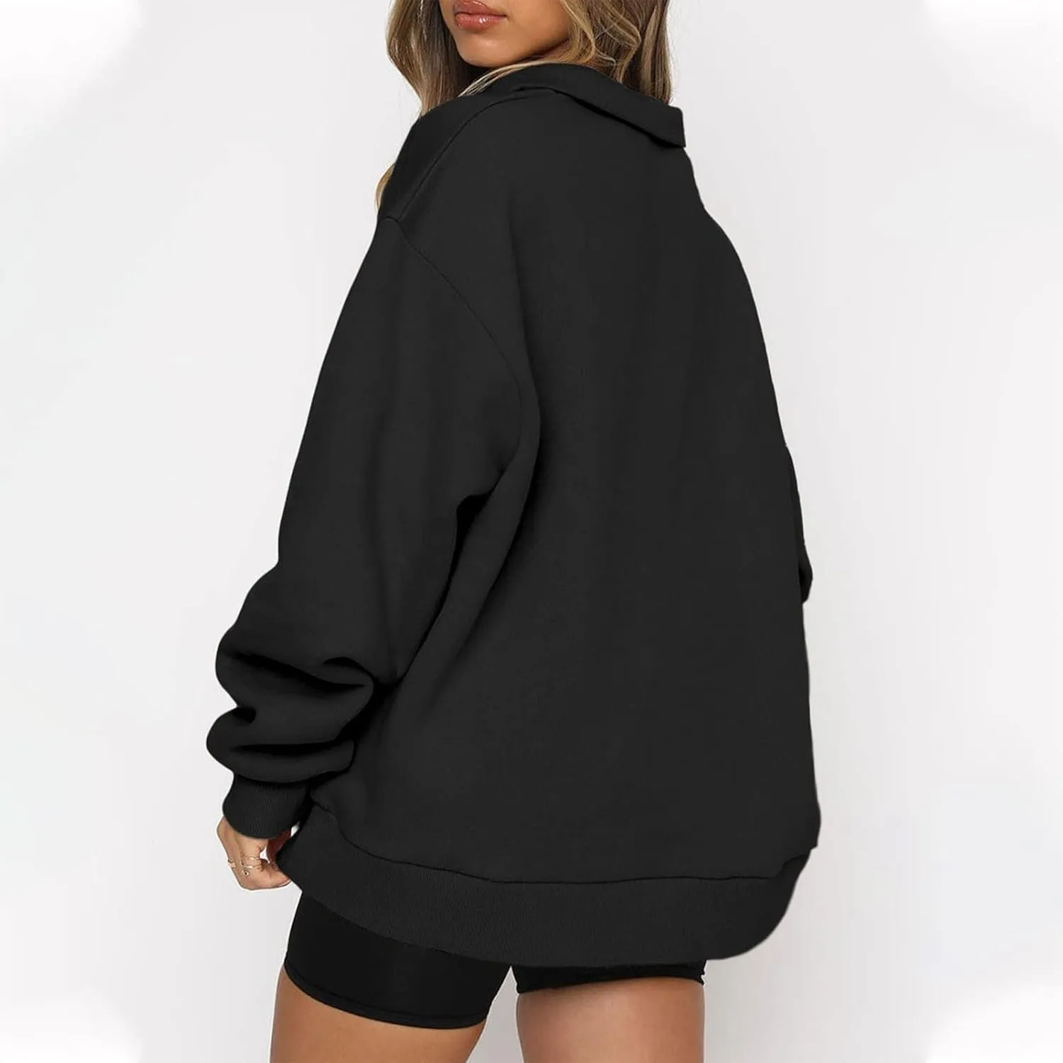 Womens Half Zip Pullover Oversized Sweatshirts Hoodies Fall Fashion Outfits 2024 Y2k Clothes
