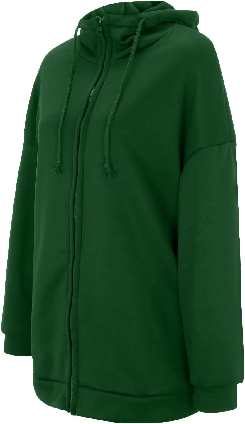 Womens Hoodies Fashion Sweatshirts Full Zip Up Winter Fleece Pullover Hoodies Fall Long Jackets with Pockets