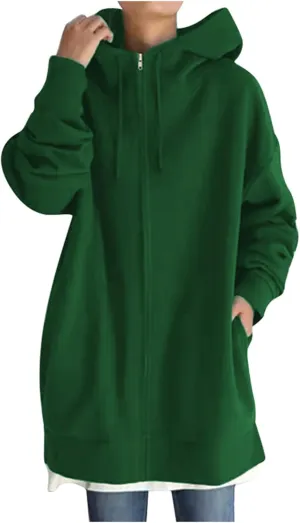 Womens Hoodies Fashion Sweatshirts Full Zip Up Winter Fleece Pullover Hoodies Fall Long Jackets with Pockets