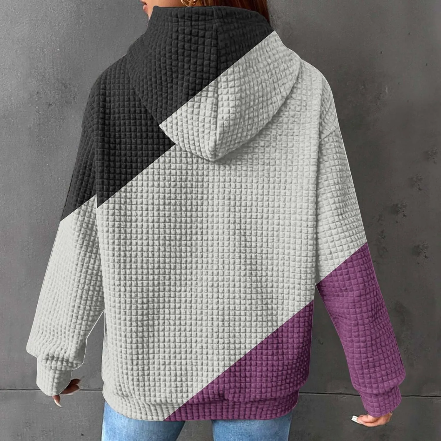 Womens Hoodies Waffle Hooded Sweatshirt Long Sleeve Casual Loose Fit Pullover Tops 2024 Fall Fashion with Pocket