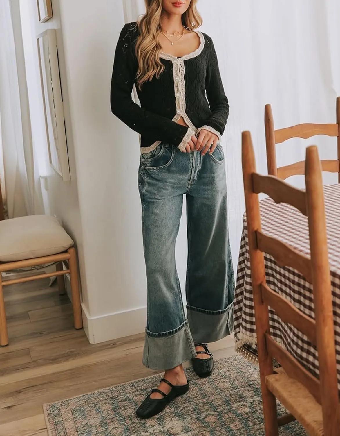 Women's Knit Crochet Sweater Cardigan Cropped Button Down Lace Hollow Out Lightweight Shrug Tops