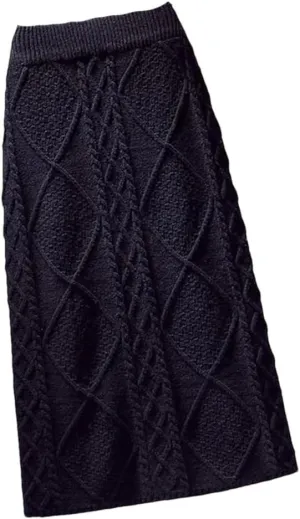 Women's Knitted Skirts High Waist Pencil Skirts Solid Color Autumn Ladies Long Skirt