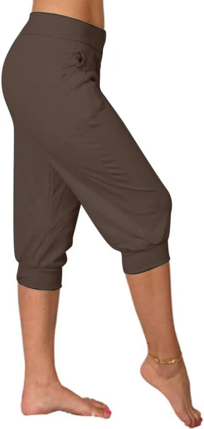 Womens Leggings High Waist Capri Pants Casual Comfy Yoga Corp Trousers Exercise Workout Soft Capris with Pockets