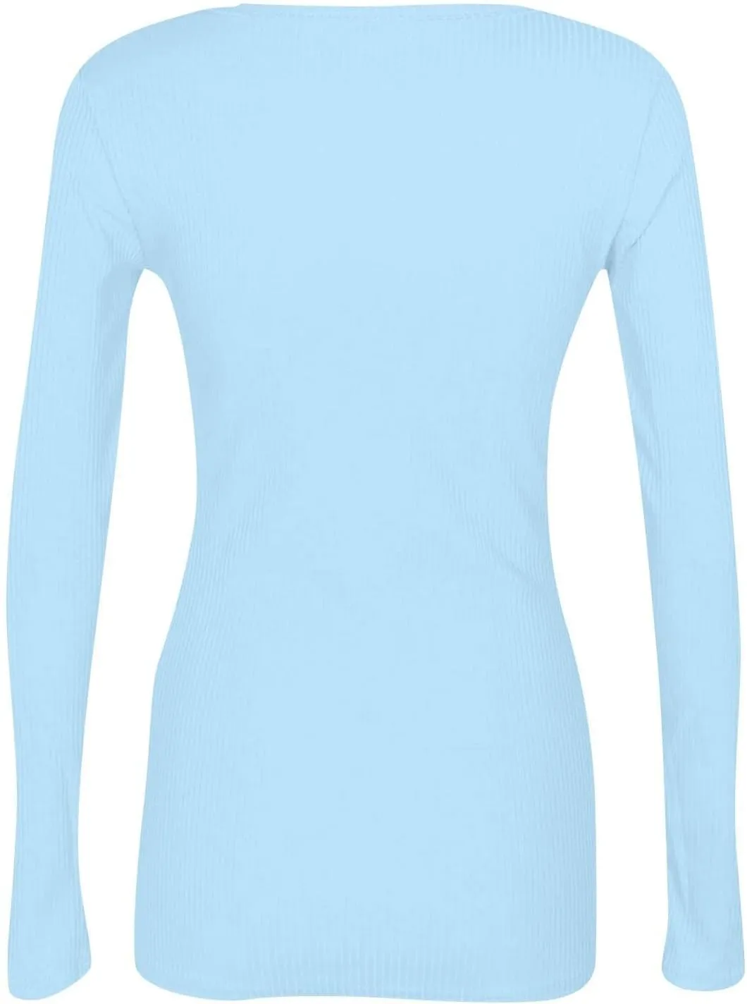 Womens Long Sleeve Crewneck Tops Rib Knit Slim Fit Basic Shirts 2024 Casual T-Shirt Stretchy Going Out Basic Outfits