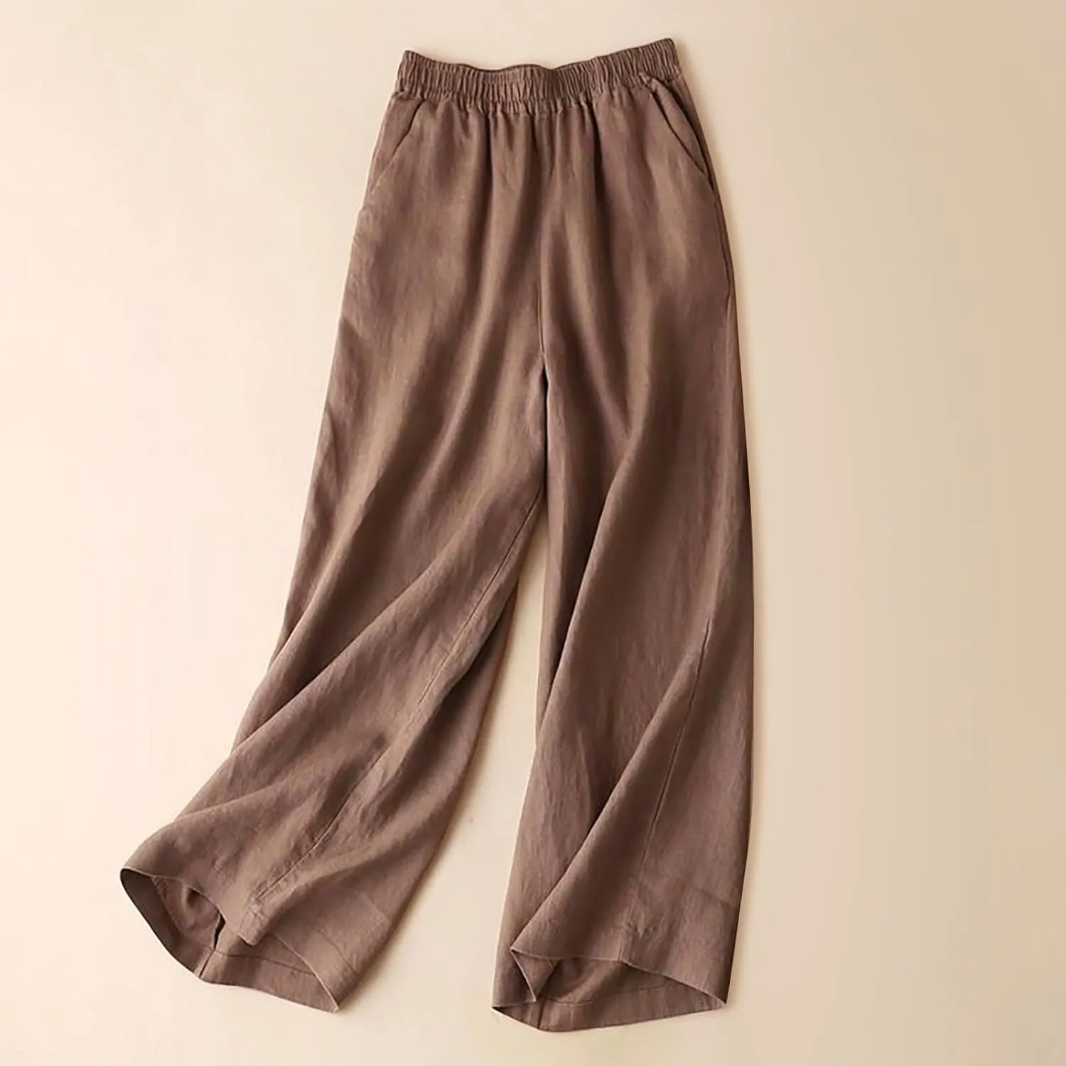 Women's Lounge Pants,Women's Linen Blend Pants High Waist Draped Wide Leg Casual Trousers
