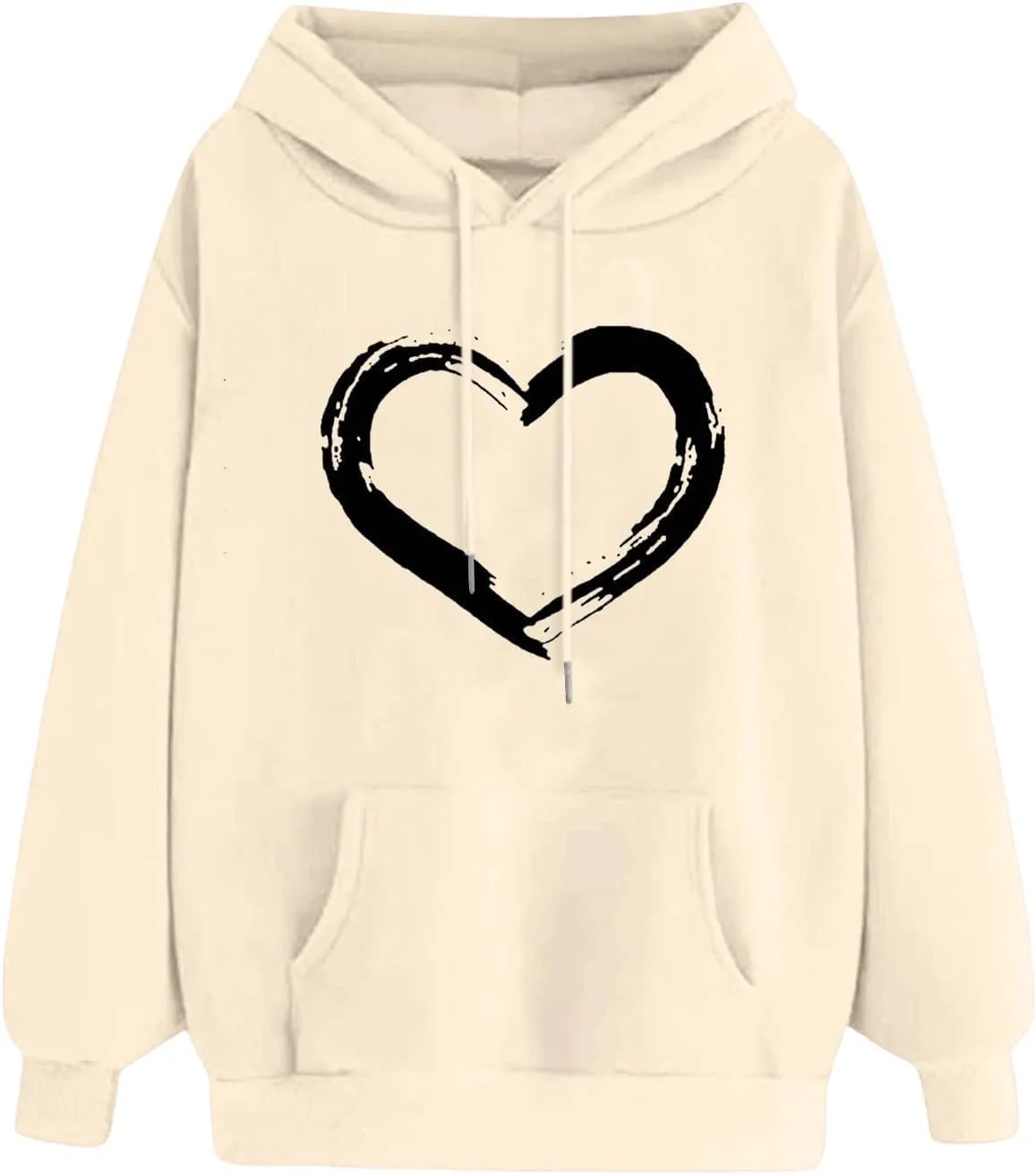 Womens Oversized Graphic Hoodies Casual Long Sleeve Heart Print Pullover Comfort Pocket Long Zip up Hoodie