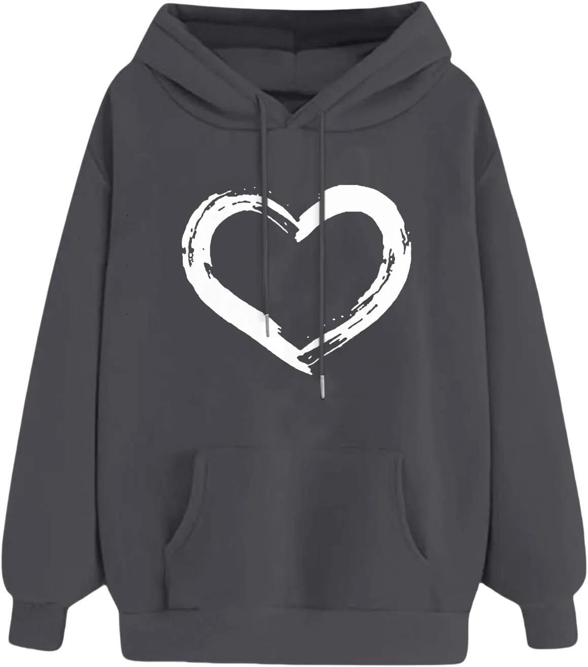 Womens Oversized Graphic Hoodies Casual Long Sleeve Heart Print Pullover Comfort Pocket Long Zip up Hoodie